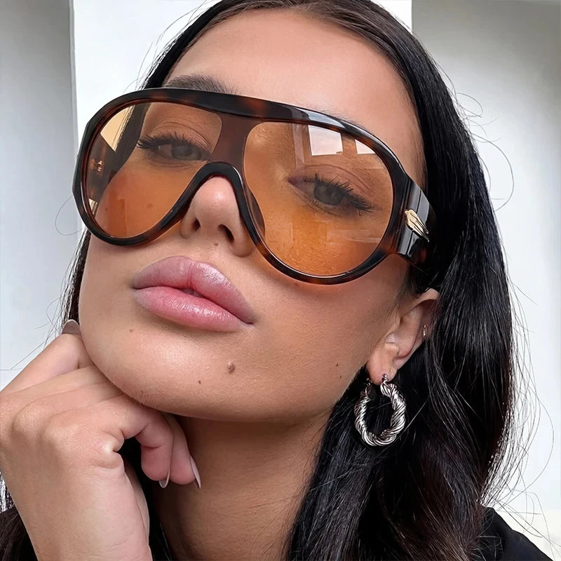 JNPCXI Oversized One-Piece Shield Sunglasses Women Luxury Brand Flat Top Windproof Sun Glasses Ladies Y2K Punk Goggle Shades