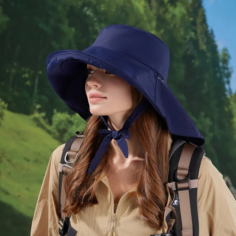 8921Springsummer outdoor double large roof sunscreen hat Korean fashion shawl visor children's quick-drying waterproof fisherma