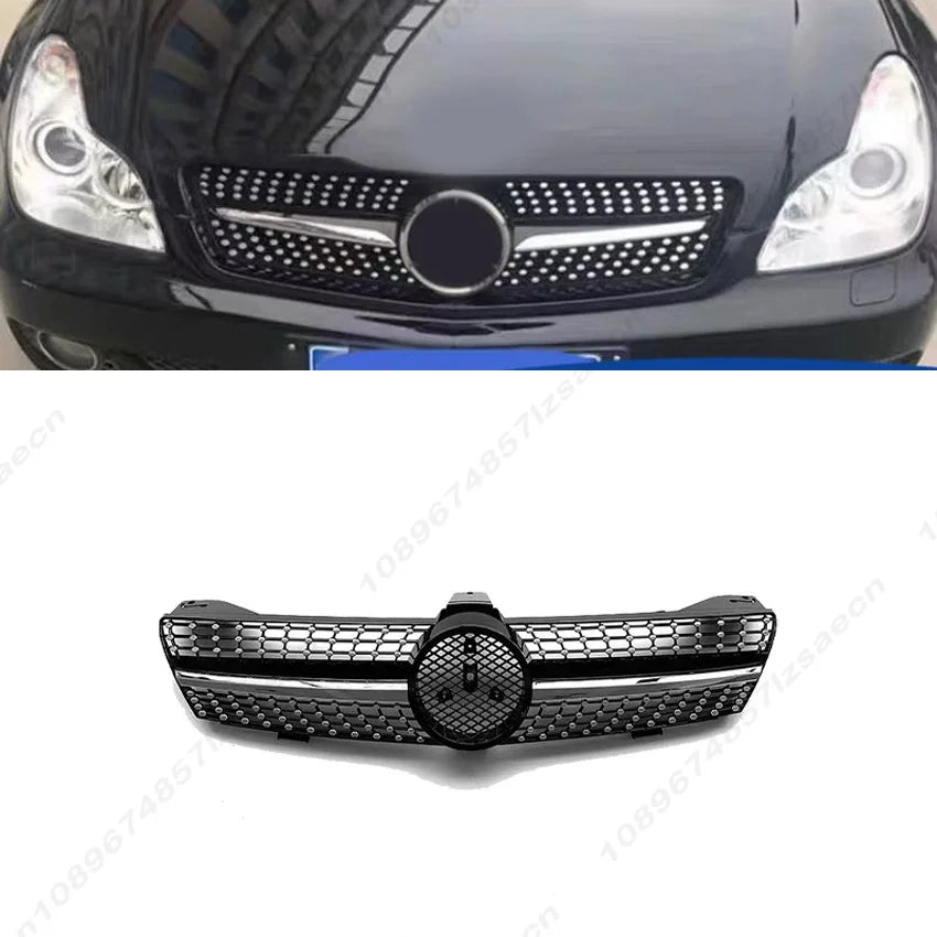 Chrome Silver Diamonds Style Bumper Grille For Mercedes Benz CLS-Class W219 CLS350 CLS500 2009-2011 AMG GTR Style Hood Grilles