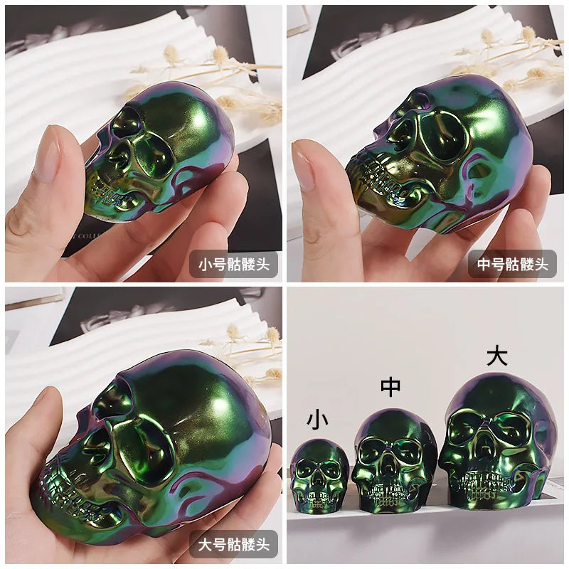 1pc 3D Skeleton Head Silicone Mold for DIY Candles, Resin Skull Keychains & Soap Crafts, DIY Halloween Ornament Crafting