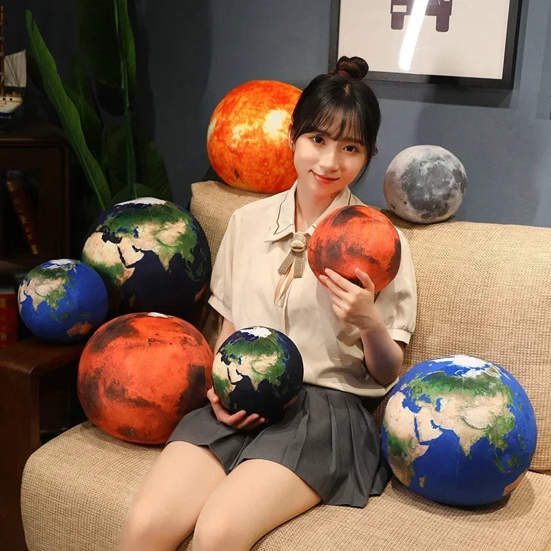 New17cm/27cm Simulation Earth Moon Sun Martian Mercury Sphere Plush Toy Pillow Star Doll Room Decor Birthday Gift For Kids Boys