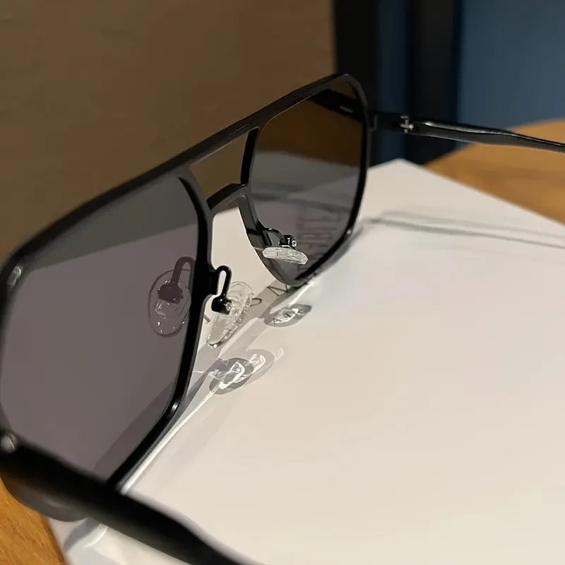 Square Polarized Photochromic Glasses Metal Frame for Men & Women Ideal for Driving