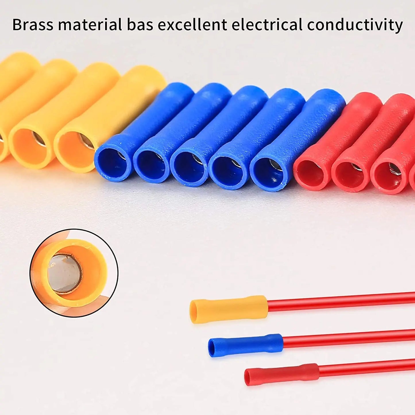 150 Pcs Electrical Butt Connectors Kit, Butt Splice Crimp Wire Connectors, Assorted Insulated Electrical Straight Wire Terminals