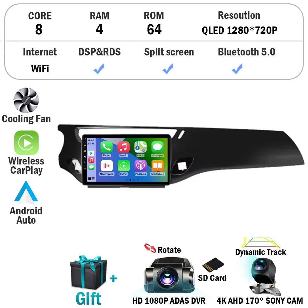 For Citroen C3 DS3 2010 - 2016 Car Radio Carplay GPS Navigation Android 15 Auto BT 5G Wifi Multimedia Player Video No 2din DVD