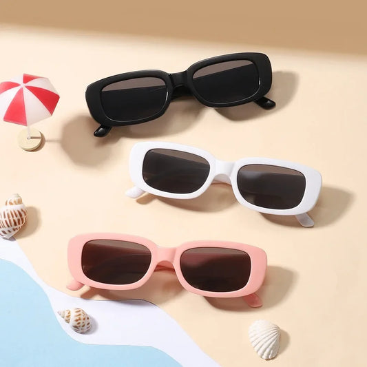 Korean Retro Square Child Sunglasses for Kids Fashion Oval Solid Color Children Eyewear UV400