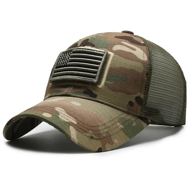America US Camouflage Unisex Flag Hat Mesh Breathable Embroidery Baseball Hats