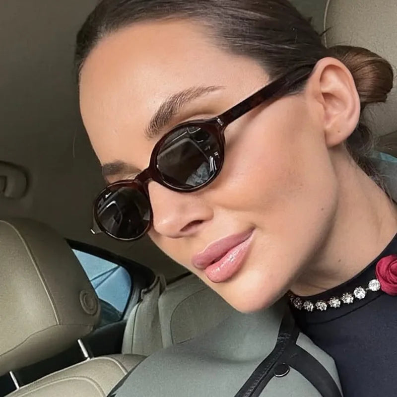 JNPCXI New Oval Sunglasses for Women Retro Trendy Personality New 2025 Model Fashionable Sun Glasses