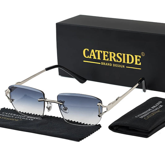 CATERSIDE New Retro Rimless Sunglasses Men's Rectangular Personalized Brand Design Sun Glasses Women Party Festival Eyewear Gift