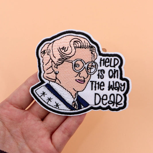 HELP IS ON THE WAY Embroidery Patch Funny Father Iron On Patches For Clothing Thermoadhesive Patches On Clothes DIY Sew Badges