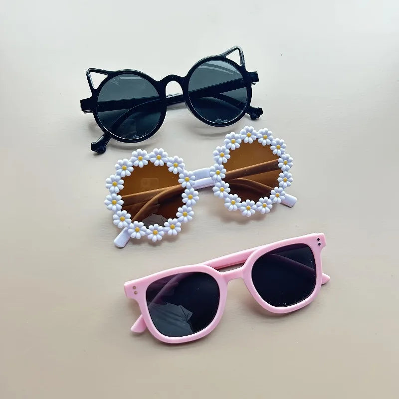 3PCS Girls UV400 Sunglasses Boys Sun Glasses Kids TR90 Eyeglasses Frame Children Camping Sunscreen Anti Glare Shade Eyewear