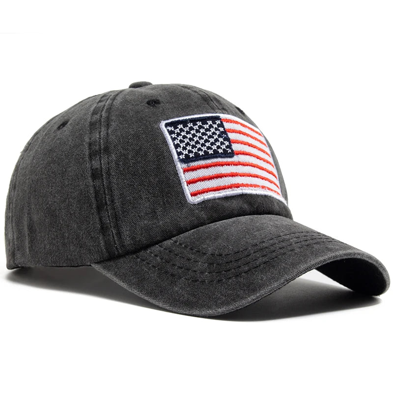USA Flag Men's Baseball Cap Retro Embroidery Washed Cotton Dad Hats Fashion Hats