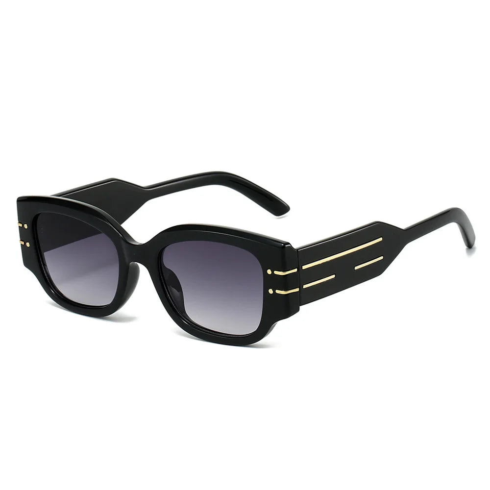JNPCXI Vintage Square Women Luxury Sunglasses Fashion Rivets Green Gray Shades Men Trending Punk Sun Glasses