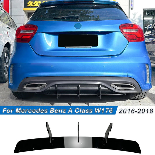 For Mercedes Benz A Class W176 AMG Line 2016-2018 Rear Bumper Lip Diffuser Spoiler Splitter Tuning Accessories Gloss Black