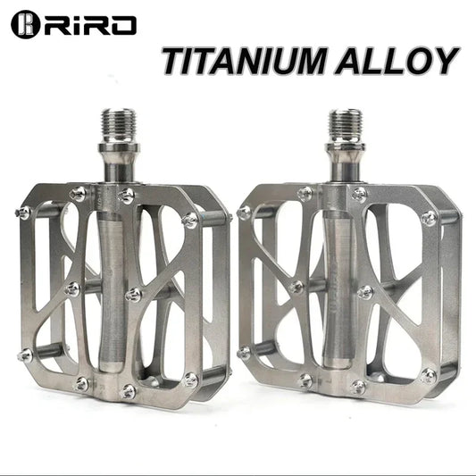 RIRO Bicycle Pedal Titanium Alloy Ultralight Road Mountain Bike Wide Flatform Pedal Anti-slip MTB Pedals BMX Cycling Accessories