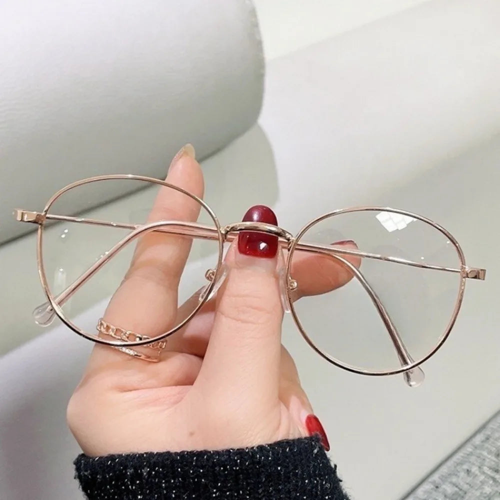 Anti Blue Light Myopia Glasses Women Oval Metal Frame Computer Glasses Fashion Glasses