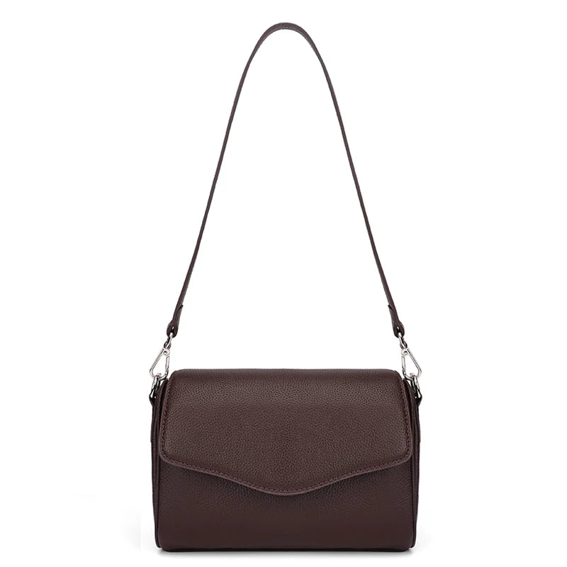 Genuine Leather Mini Crossbody Bag for Women Simple Pebbled Leather Shoulder Bag Casual Daily Small Satchels Handbag with Zipper
