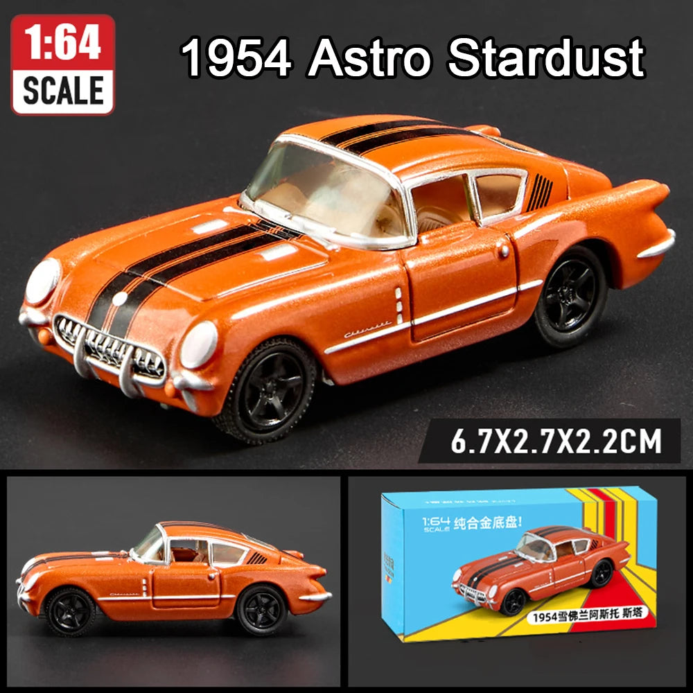 1:64 Alloy Sports Car Series Firebird JDM Daytona Stardust Corvette T1 Minivan GT500 Diecast Models Toys Boys Collecting Hobbies