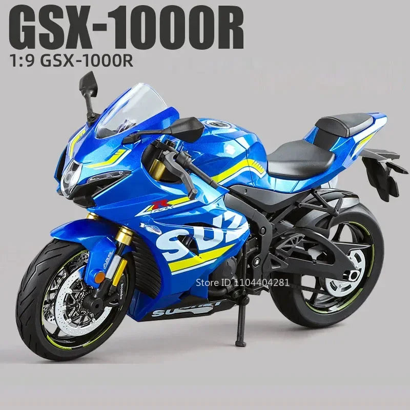 1:9 Suzuki Hayabusa GSX-1000R Motorcycles 2022 Alloy Models Car Toys Diecast Vehice Front Wheel Steering Lighting for Boys Gifts