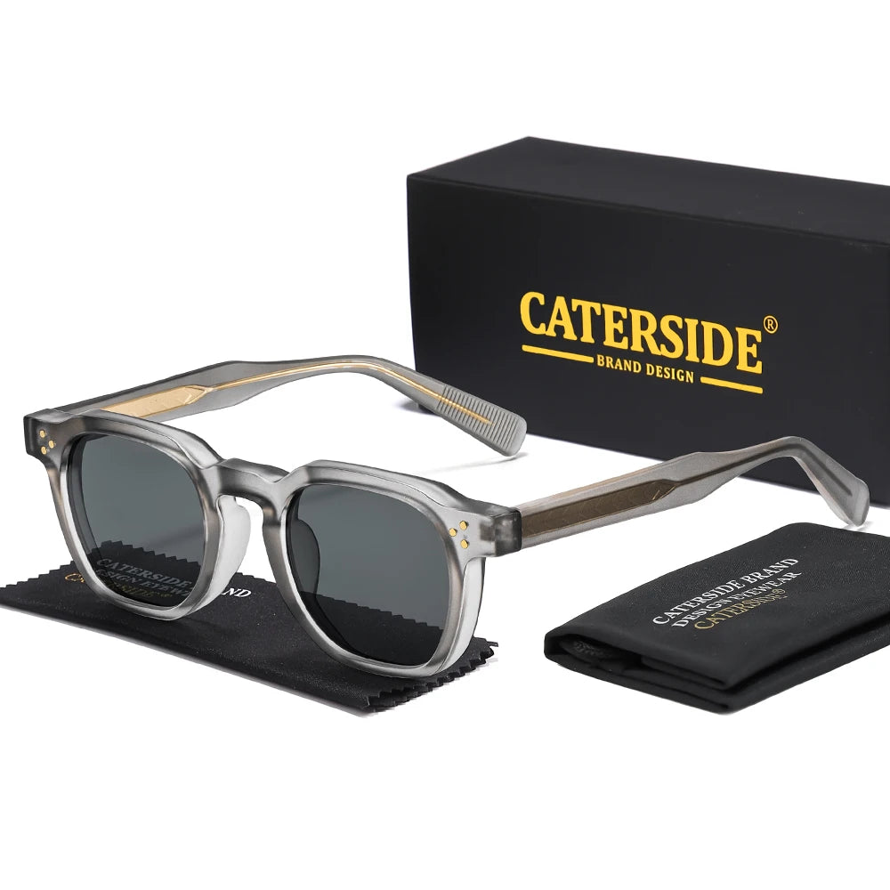 CATERSIDE New Square Men's Sunglasses Personalized Temple Tips Design Sun Glasses Women's Travel Party Eyewear Festival Gift
