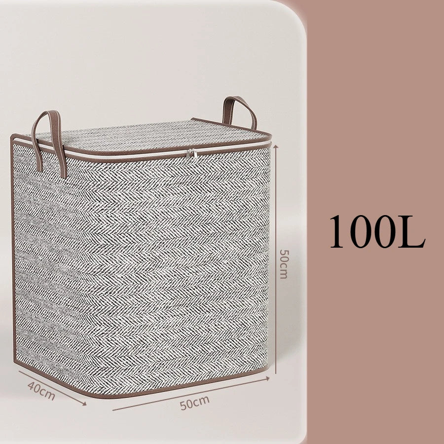 Non-woven Fabric Large Capacity Zipper Storage Bag, Suitable for Organizing and Storing Bedding, Clothes and Blankets