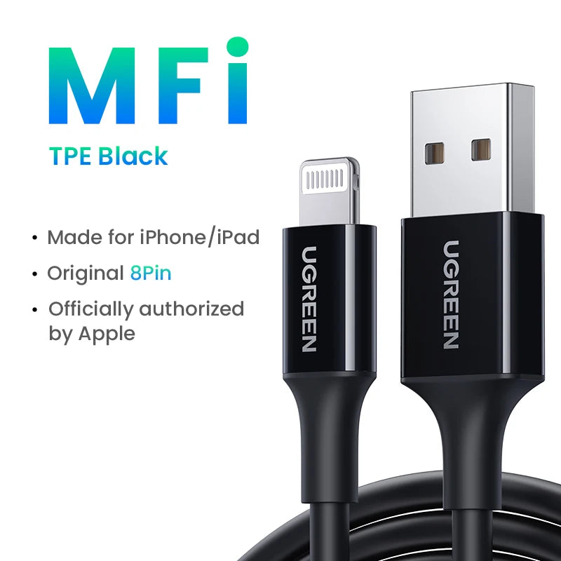 MFi USB to Lightning Cable for iPhone 14 13 12 Pro Max 2.4A Fast Charging apple