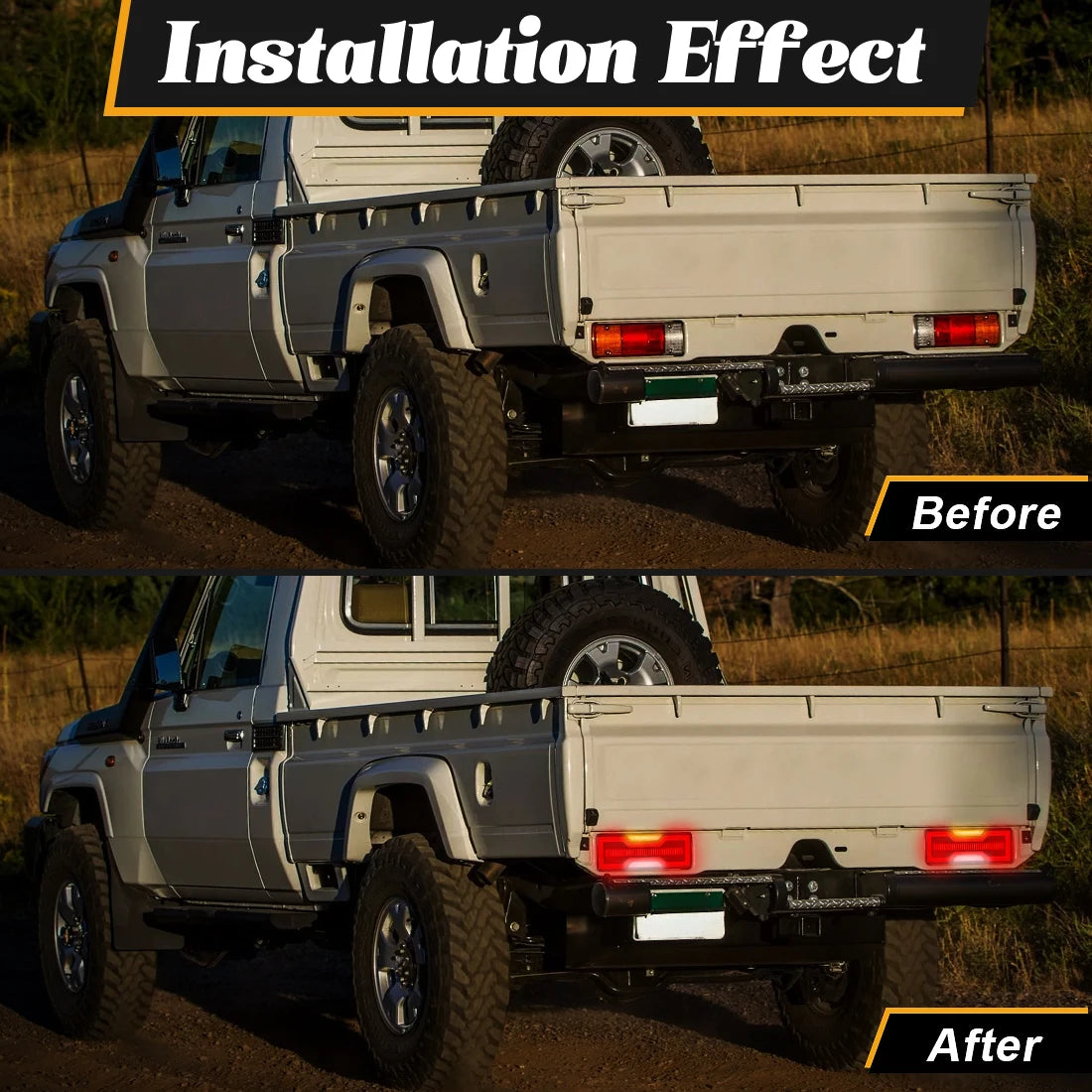 2PCS LED Tail Lights For Toyota Land Cruiser 70 Series FJ75 LC79 Rear Driving Reverse Brake Dynamic Turn Signal Lamps Taillights