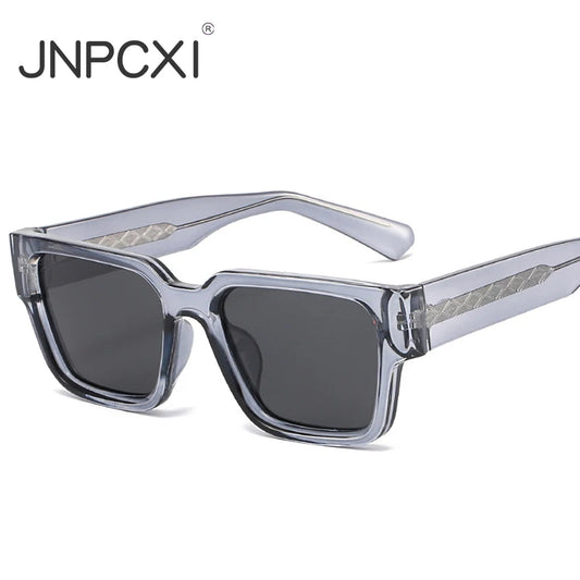 JNPCXI New Polarized Square Men Sunglasses Retro Rivets TR90 Women Gray Shades UV400 Sun Glasses