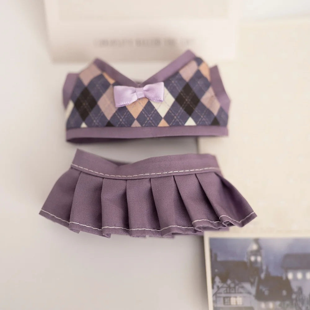 17 Cm Labubu Plush Toy Doll T-shirt with Denim Overalls Labubu Plush Toy Doll Pendant Clothes High quality