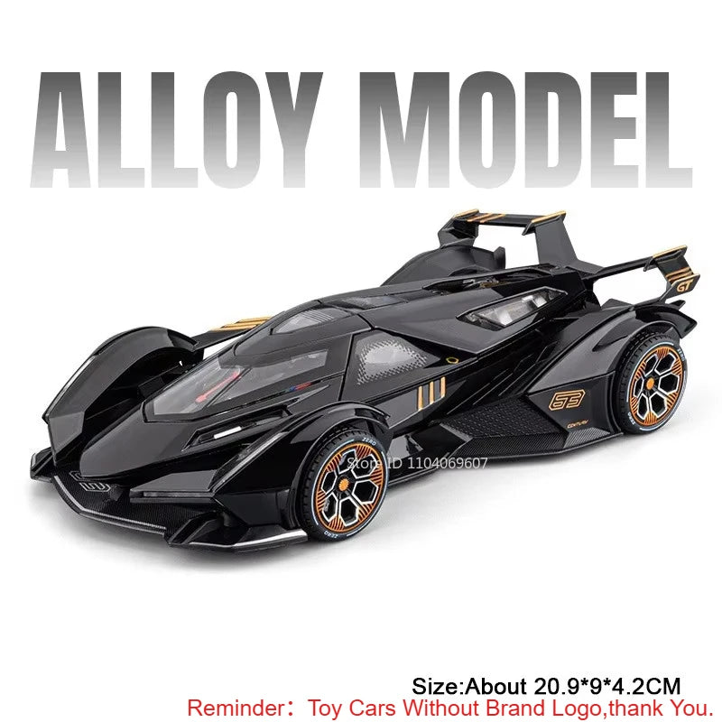1:24 Lambor V12 SVJ63 Miniature Model Toys Diecast Alloy Car Sound Light Pull Back Doors Opened Sportscar Christmas Gift for Kid
