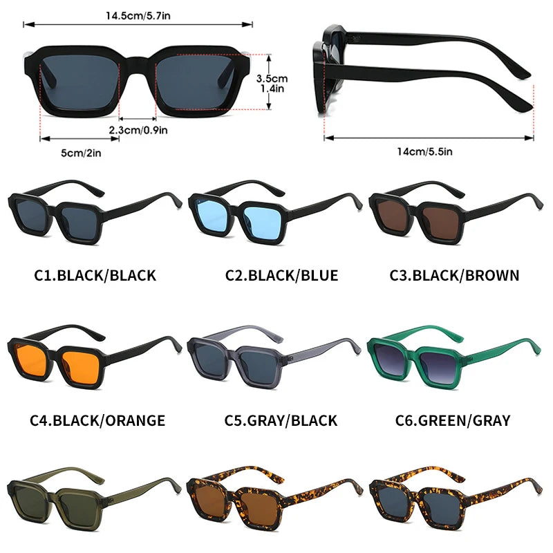 JNPCXI New Men Vintage Rectangle Frame Sunglasses Fashion Retro Sun Glasses Luxury Brand Design UV400 Shades Eyewear Women