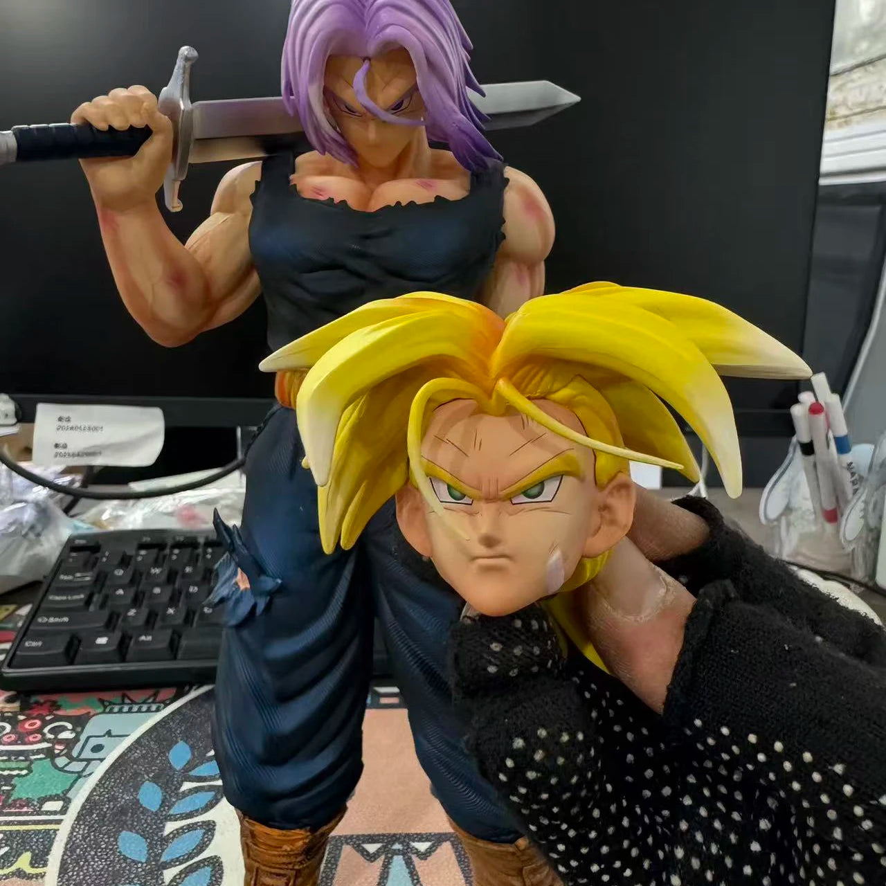 32.5cm/12.8inch Dragon Ball Z Trunks Figure Replace Heads Future Trunks Super Saiyan Action Figures Collection Mode Toys Gifts