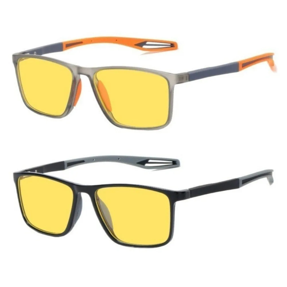 2 PCS Unisex HD Yellow Lenses Color Changing Ultra Light Dual-purpose Night Vision Goggles for Sports