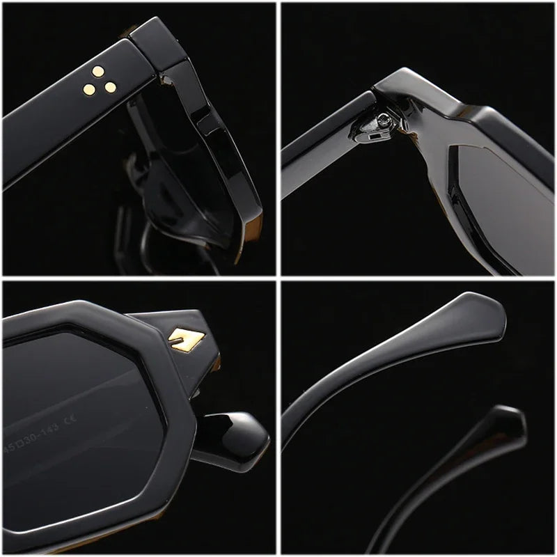 JNPCXI New Arrival Retro Polygon Square Women Rivets Sunglasses Gradient Shades UV400 Men Brand Designer Punk Sun Glasses