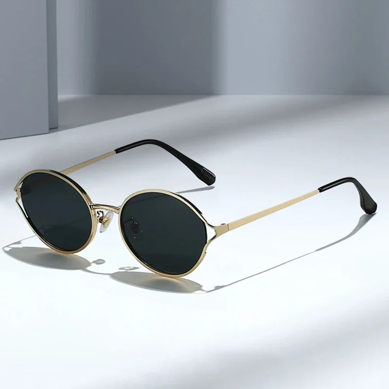 JNPCXI New Retro Round Metal Men Sunglasses Fashion Clear Gradient Punk Women Sun Glasses Shades UV400