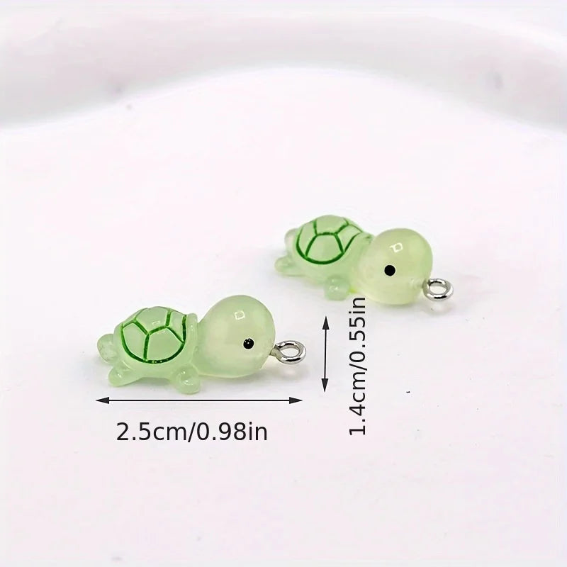 10pcs Random Mix Colorful Grow in Dark Turtle Charms Pendants for Jewelry Making DIY Handmade Necklace Bracelet Earrings Key Cha