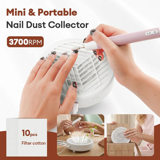 3700RPM Mini Nail Dust Extractor Portable Nail Dust Collector Fan Nail Art Manicure Nail Vacuum Cleaner Fan With Filter Cotton