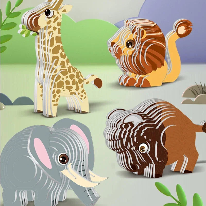 3D Jigsaw Puzzles for Kids Jurassic World Dinosaur Educational Toys Paper Animal Puzzle Cartoon Model Toys Children's Day Gift