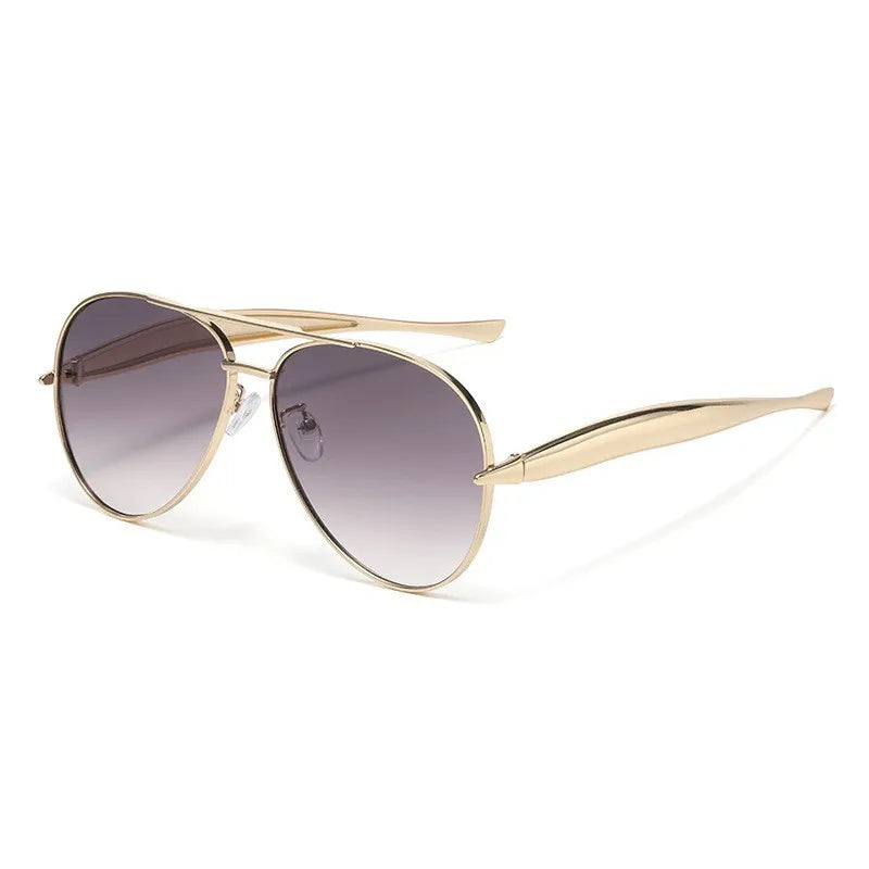 New Metal Toad Shaped Sunglasses Retro Plain Sunglasses High-end Women's Street Photography Trendy Sunglasses