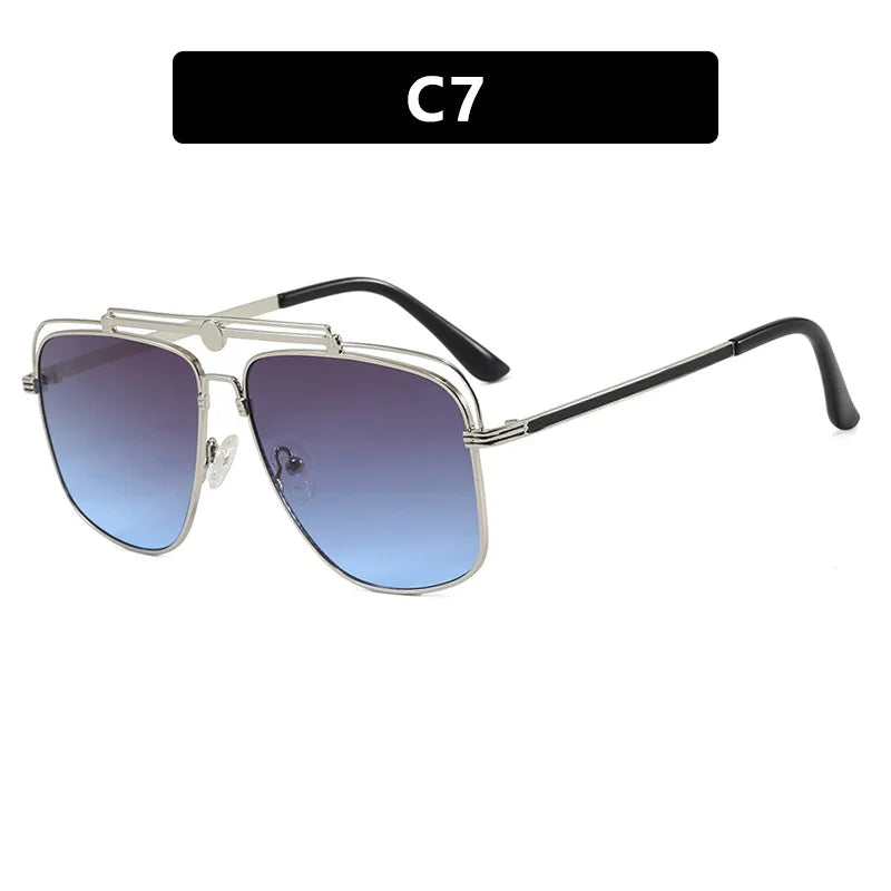 JNPCXI New Vintage Double Bridges Metal Pilot Sunglasses Women Popular Punk Outdoor Driving Men Sun Glasses