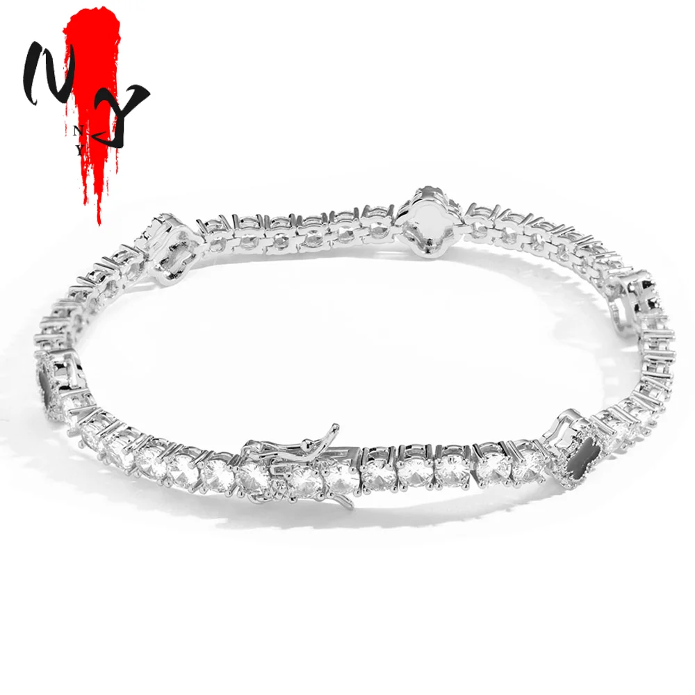 Men's NY Dainty Tennis Chain Gold/Silver Plated Zircon Bracelet Luxury Jewelry