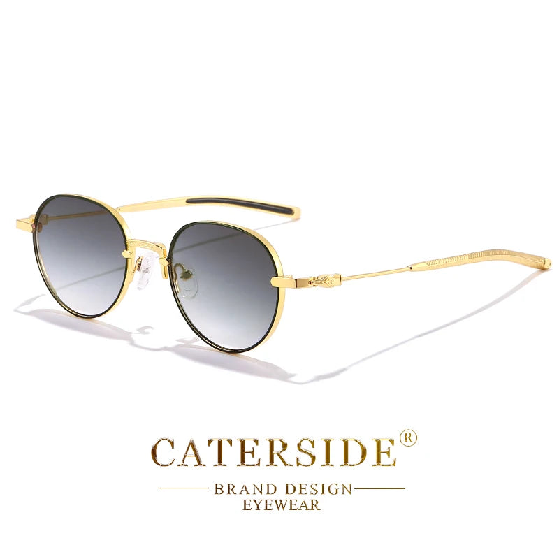 CATERSIDE Classic Retro Round Sunglasses Men's Small Frame Metal Luxury Brand Design Women's Sun Glasses Travel Party Punk Style