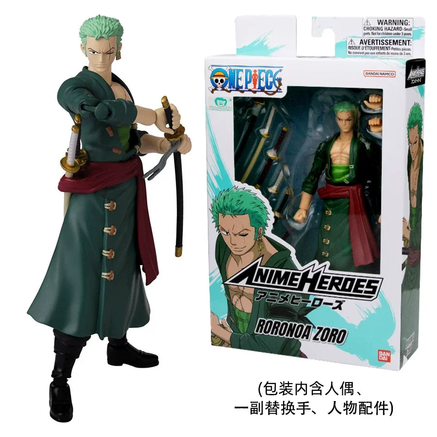 Special Offer16cm Genuine Bandai One Piece Anime Heros Series Action Figure Luffy Roronoa Zoro Sanji Collectible Joint Mobile Do