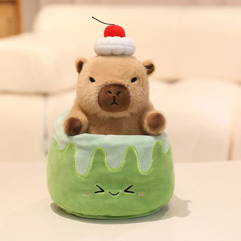 Capibala Pluches Croissant Cup cake Plush Toy Cute Dessert Break Capybara Stuffed Doll Funny Food Home Decor Kid Birthday Gift