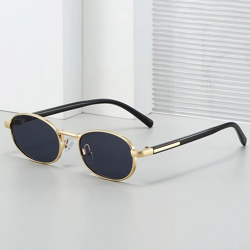 JNPCXI Retro Small Oval Metal Sunglasses Women Shades UV400 Fashion Silver Gradient Men Punk Sun Glasses