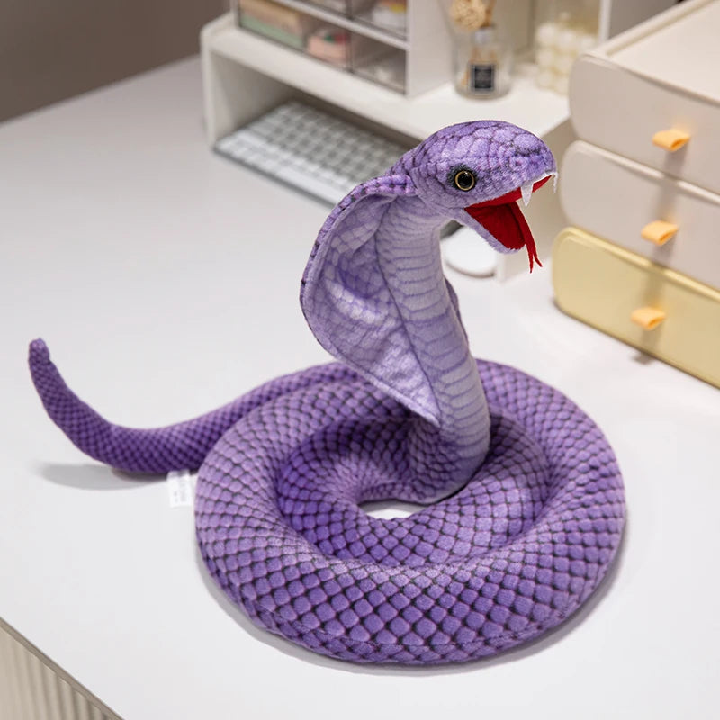 New Simulated Cobra Plush Toy Long Stuffed Snake Plushie Pillow Sofa Chair Decorate Props Girls Boys Present