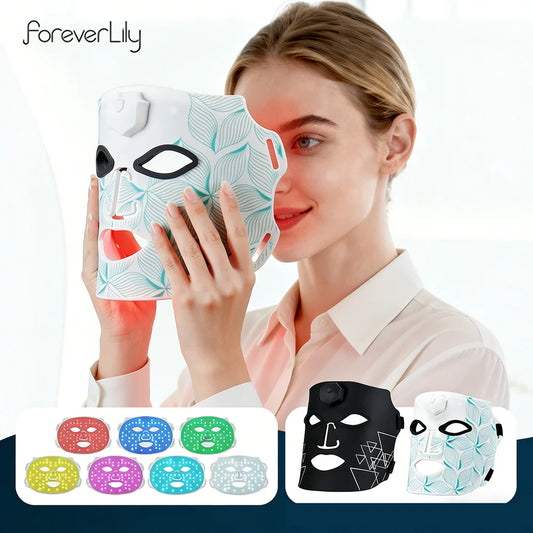 7 Colors LED Face Silicone Mask Flexible Facial Beauty LED Mask Photon Light Rejuvenation Anti-Wrinkle Skin Care Wireless Use