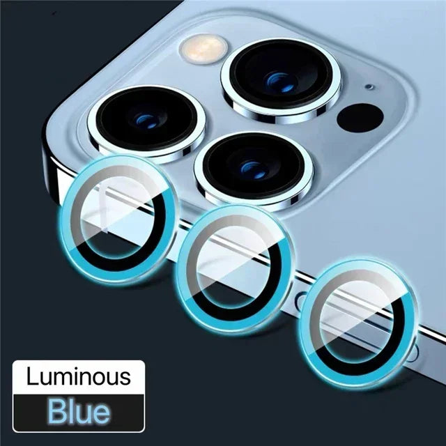 3Pcs Luminous blue Camera Lens Protector iPhone 11-15 ProMax 14/13 Mini 15 Plus
