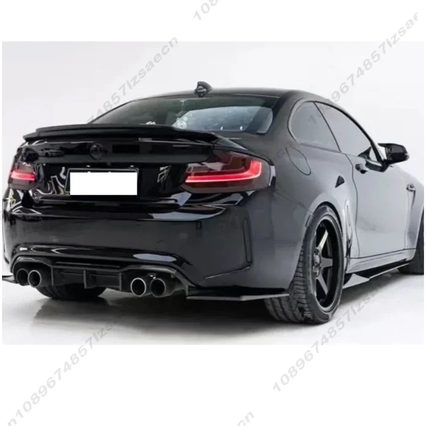 Car Rear Bumper Lip Diffuser Spoiler Side Splitters Apron Flaps Guard Gloss Black/Carbon Look For BMW M2 F87 M2C 2016-2020