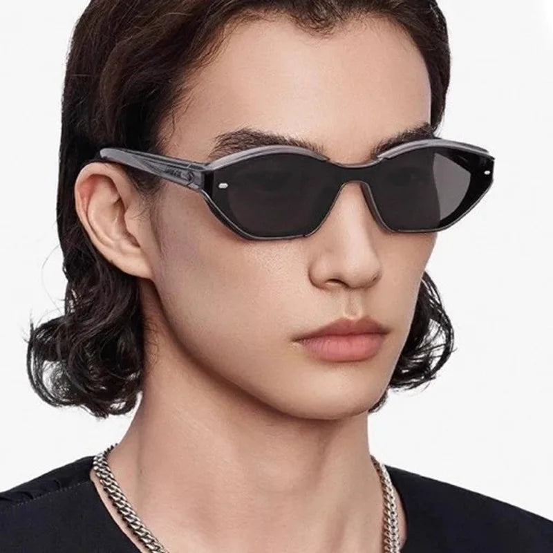 JNPCXI New Ins Popular Fashion Cat Eye Sunglasses Women Retro Jelly Colors Shades UV400 Trending Men Punk Rivets Sun Glasses