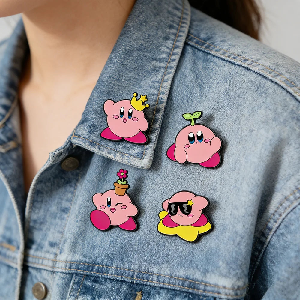 4Pcs Funny GamePink Enamel Pins Cute Metal Magic Anime Brooch Badge Character Lapel Pins Badge Gifts For Friends